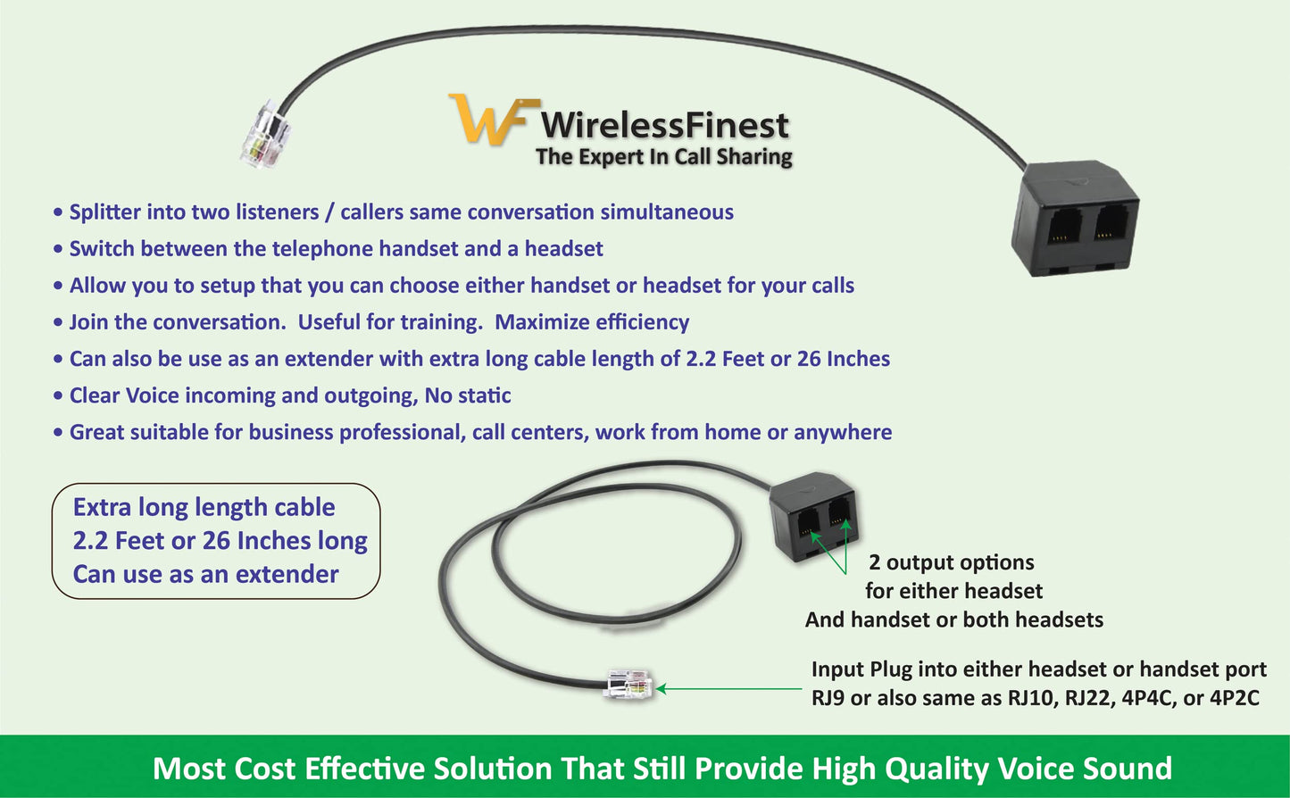 Telephone Training Adapter Y Splitter for Headset or Handset for Nortel Meridican, Norstar, Avaya, Ashtra, Mitel, Polycom, Ge and Other IP Phone