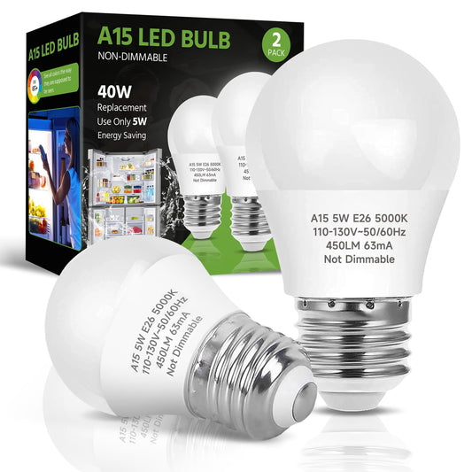 LEDERA LED Refrigerator Light Bulb, CRI>80Ra 40 Watt(5W=40W) Appliance Light Bulb 5000K Daylight E26 Led Bulb Led Light Bulb Refrigerator Bulb