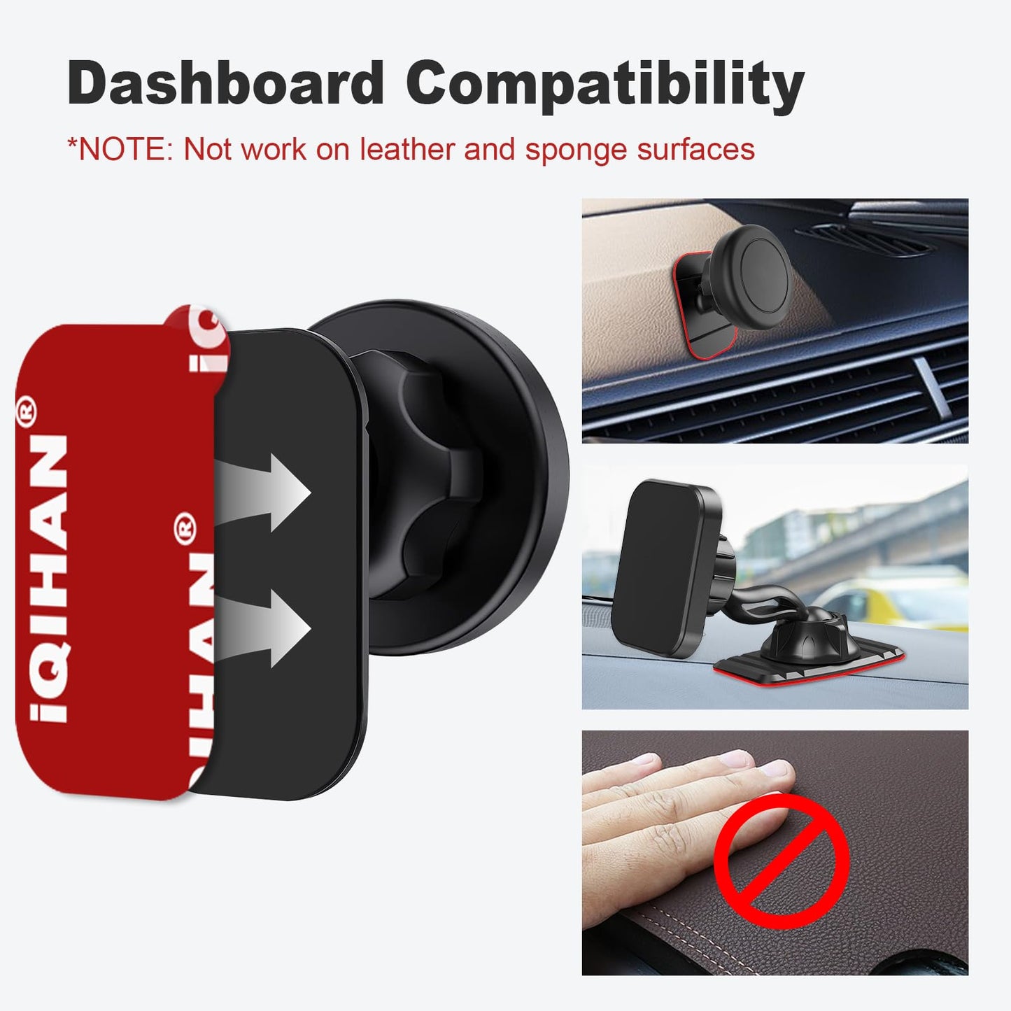 Adhesive Sticky Pads Replacement Mounting Tape, 8pcs Double-Sided Sticky Pads for Dashboard Magnetic Car Phone Holder Mount, Heavy Duty Sticker