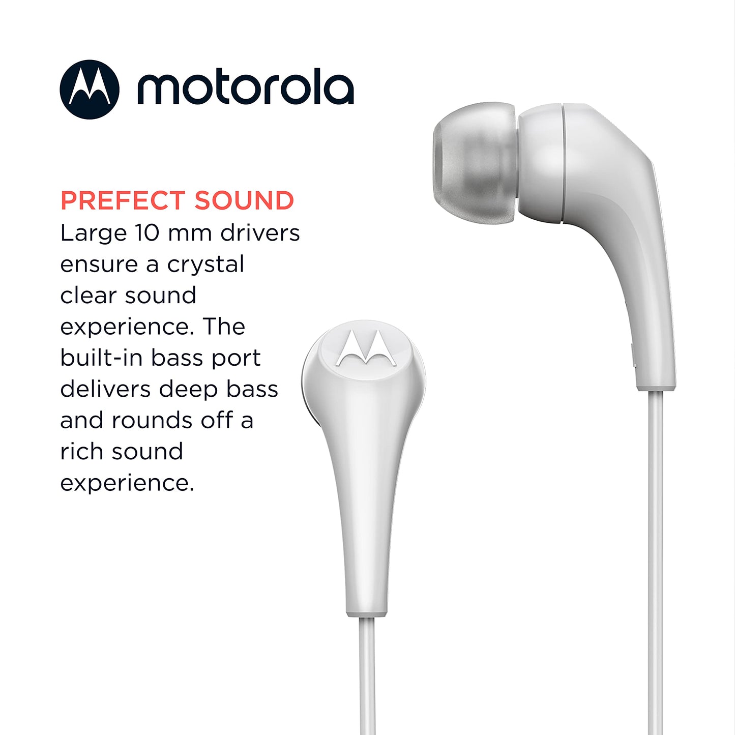 Motorola Wired Earbuds with Microphone - Earbuds 2-S Corded in-Ear Headphones, Control Button for Calls/Music, Comfortable Lightweight Silicone Ear…
