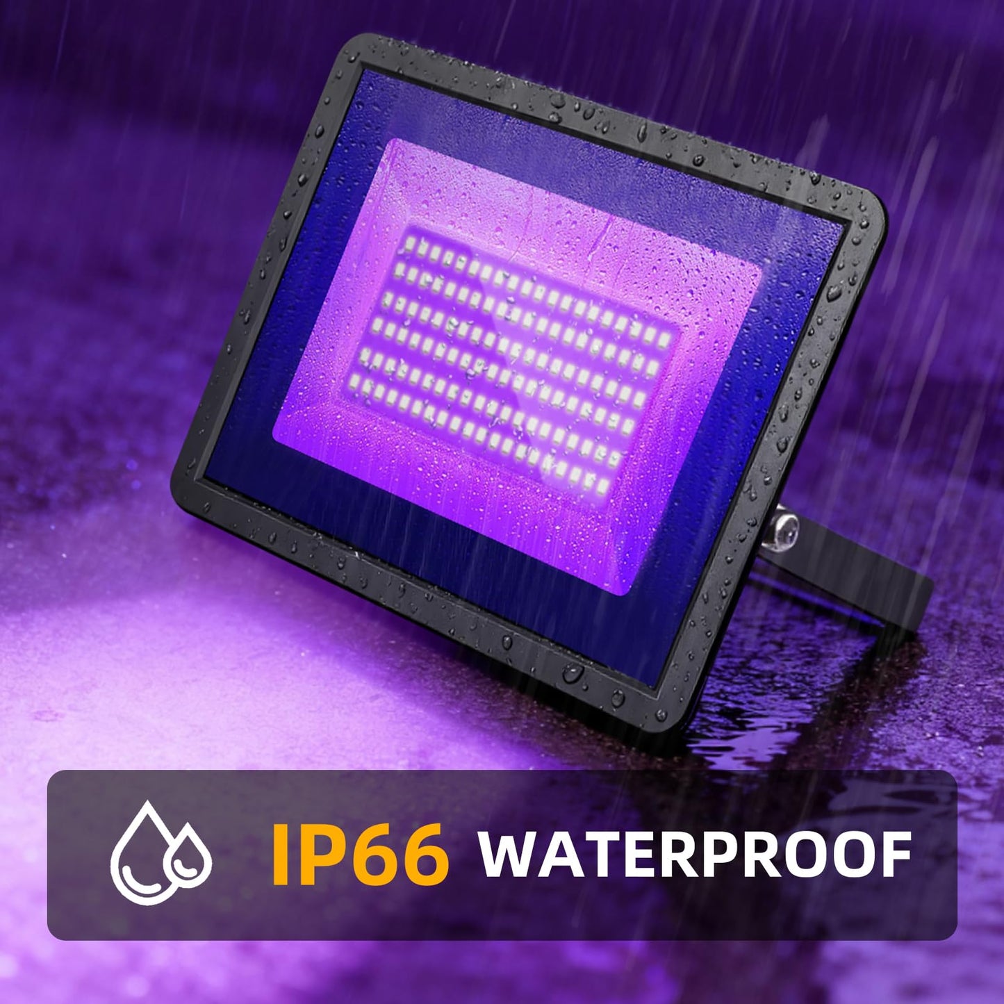 4 Pack 100W LED Black Lights, Blacklight Flood Light with Plug and Switch, IP66 Waterproof Blacklight for Halloween Party, Glow in The Dark, Stage