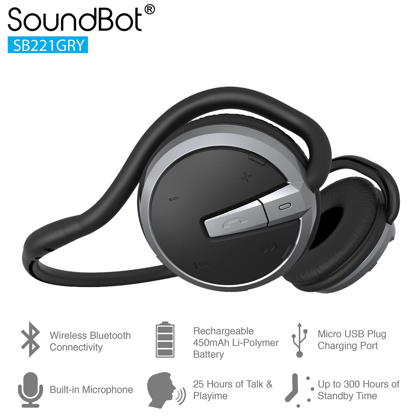 Soundbot SB221 HD Wireless Bluetooth 4.0 Sports-Active Headphones for 20Hrs Music Streaming & 25Hrs HandsFree Calling with Sweat Resistant Ergonomic