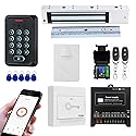 Smart Door Access Control System with 280KG 600lbs Magnetic Lock, WiFi & Tuya App Remote Unlock, Waterproof Keypad Reader (ID & IC Card), Power