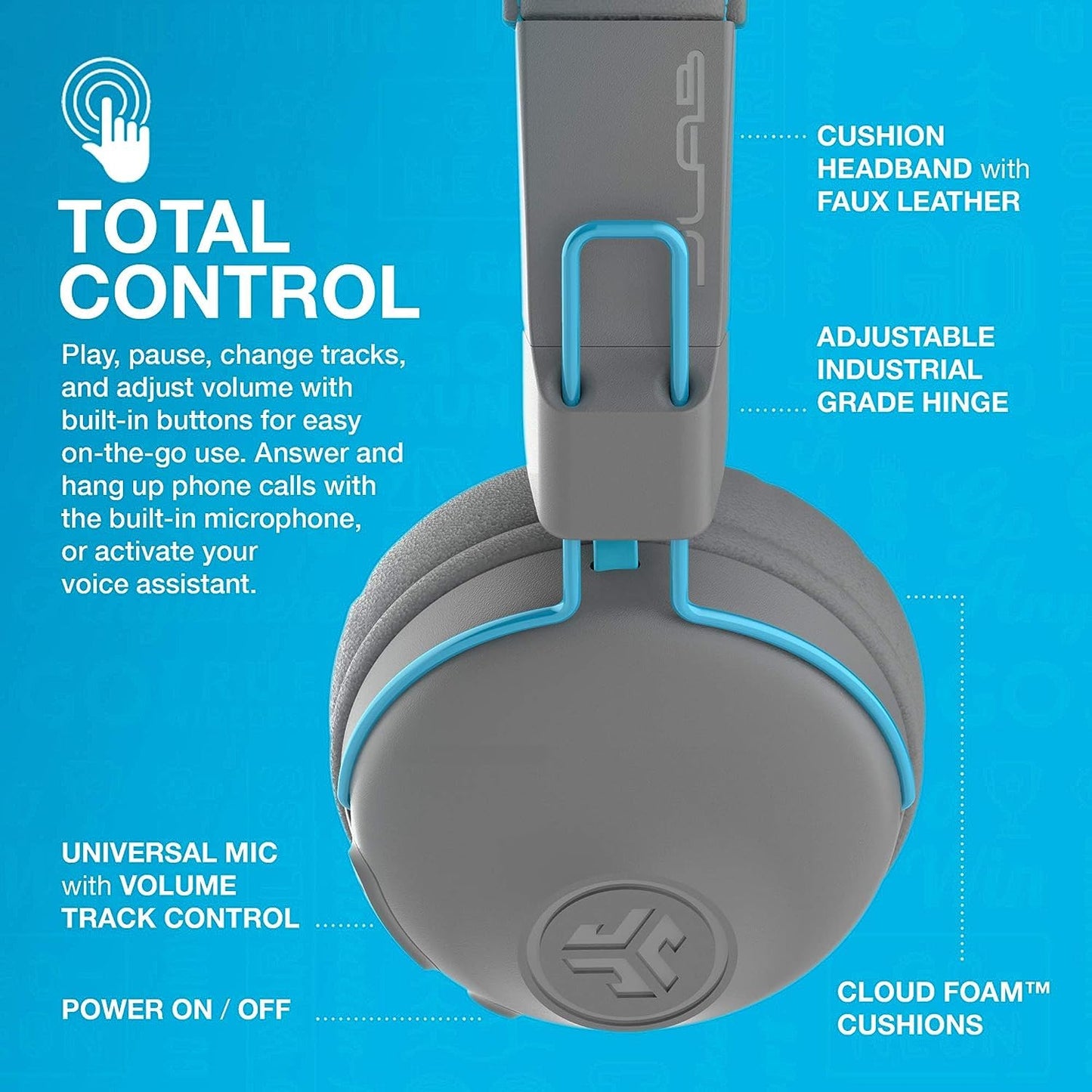 JLab Studio Bluetooth Wireless On-Ear Headphones, 30+ Hour Bluetooth 5 Playtime, EQ3 Sound, Ultra-Plush Faux Leather & Cloud Foam Cushions, Track…