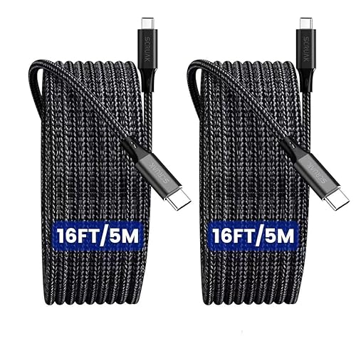 2-Pack Extra Long iPhone 16 17 Charger Cable 16Ft, 16 Feet USB C to C Cable Fast Charging Nylon Braided iPhone 16 17 USB C Charger Cord for iPhone
