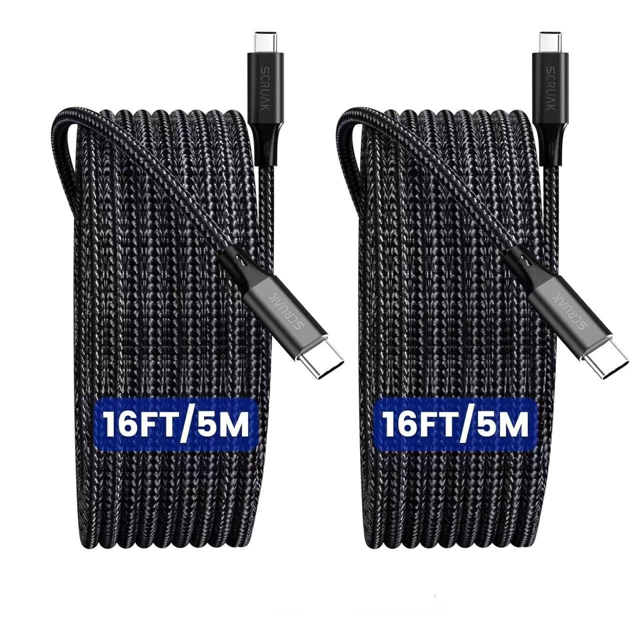 2-Pack Extra Long iPhone 16 17 Charger Cable 16Ft, 16 Feet USB C to C Cable Fast Charging Nylon Braided iPhone 16 17 USB C Charger Cord for iPhone