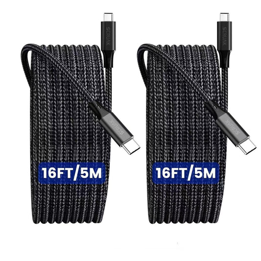 2-Pack Extra Long iPhone 16 17 Charger Cable 16Ft, 16 Feet USB C to C Cable Fast Charging Nylon Braided iPhone 16 17 USB C Charger Cord for iPhone