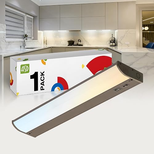 ASD LED Under Cabinet Lighting, 18 inch 8W 715 LM, Dimmable Hardwired Under Cabinet Lights for Kitchen, 3000K Soft/4000K Cool/5000K Daylight, Under