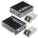 A Pair of 1.25G/s Bidi Gigabit Multi-Mode Fiber Ethernet Media Converter with 2PCS Bidi SFP LC Dual Transceiver Module Included, 10/100/1000Base-Tx
