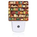 Neidius Retro Bookshelf Plug Night Light,Funny Library Book Night Light Lamp Auto Sensor Energy Efficient Dusk to Dawn Lights for Girls Boys Women