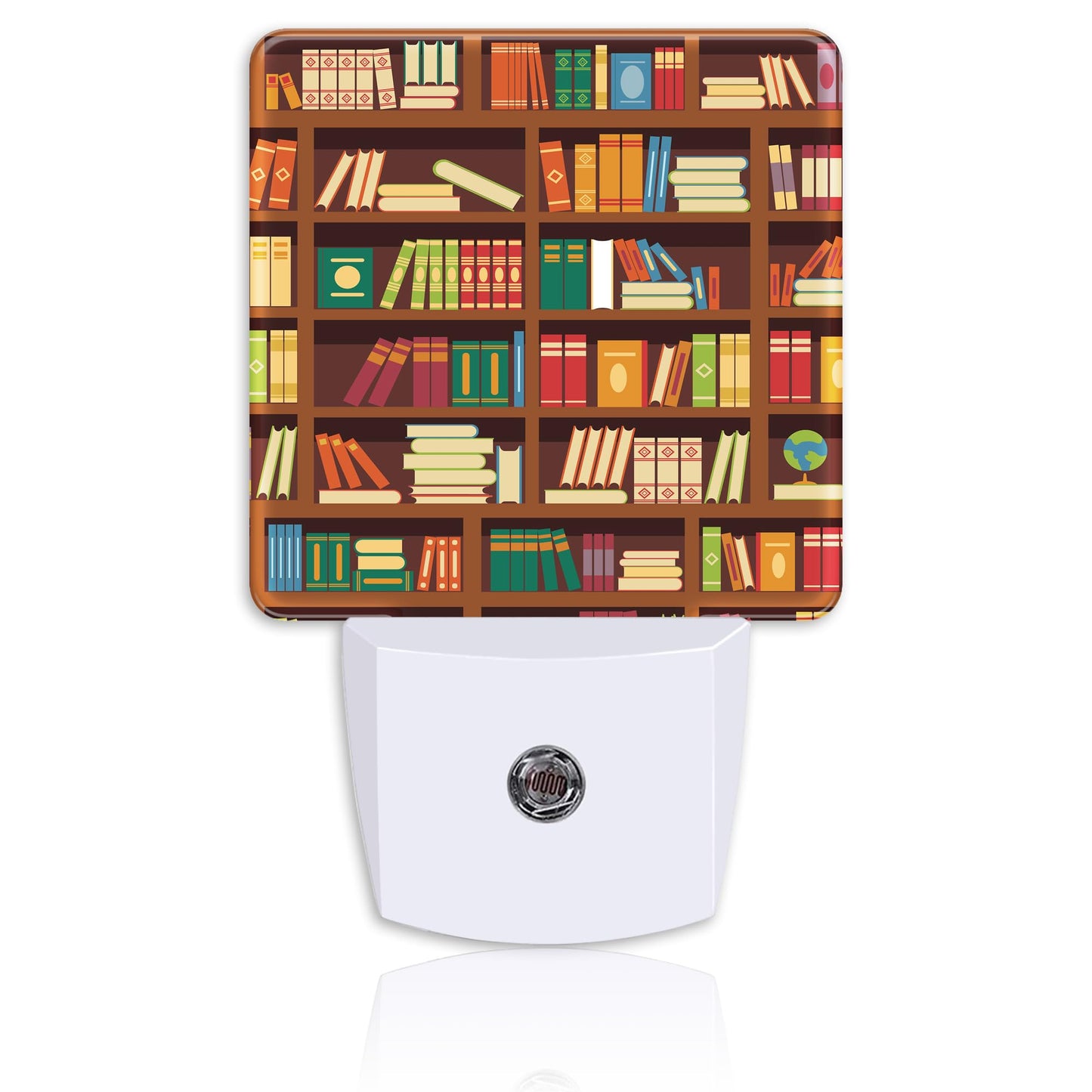 Neidius Retro Bookshelf Plug Night Light,Funny Library Book Night Light Lamp Auto Sensor Energy Efficient Dusk to Dawn Lights for Girls Boys Women