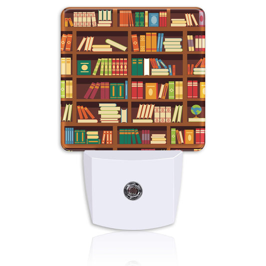 Neidius Retro Bookshelf Plug Night Light,Funny Library Book Night Light Lamp Auto Sensor Energy Efficient Dusk to Dawn Lights for Girls Boys Women