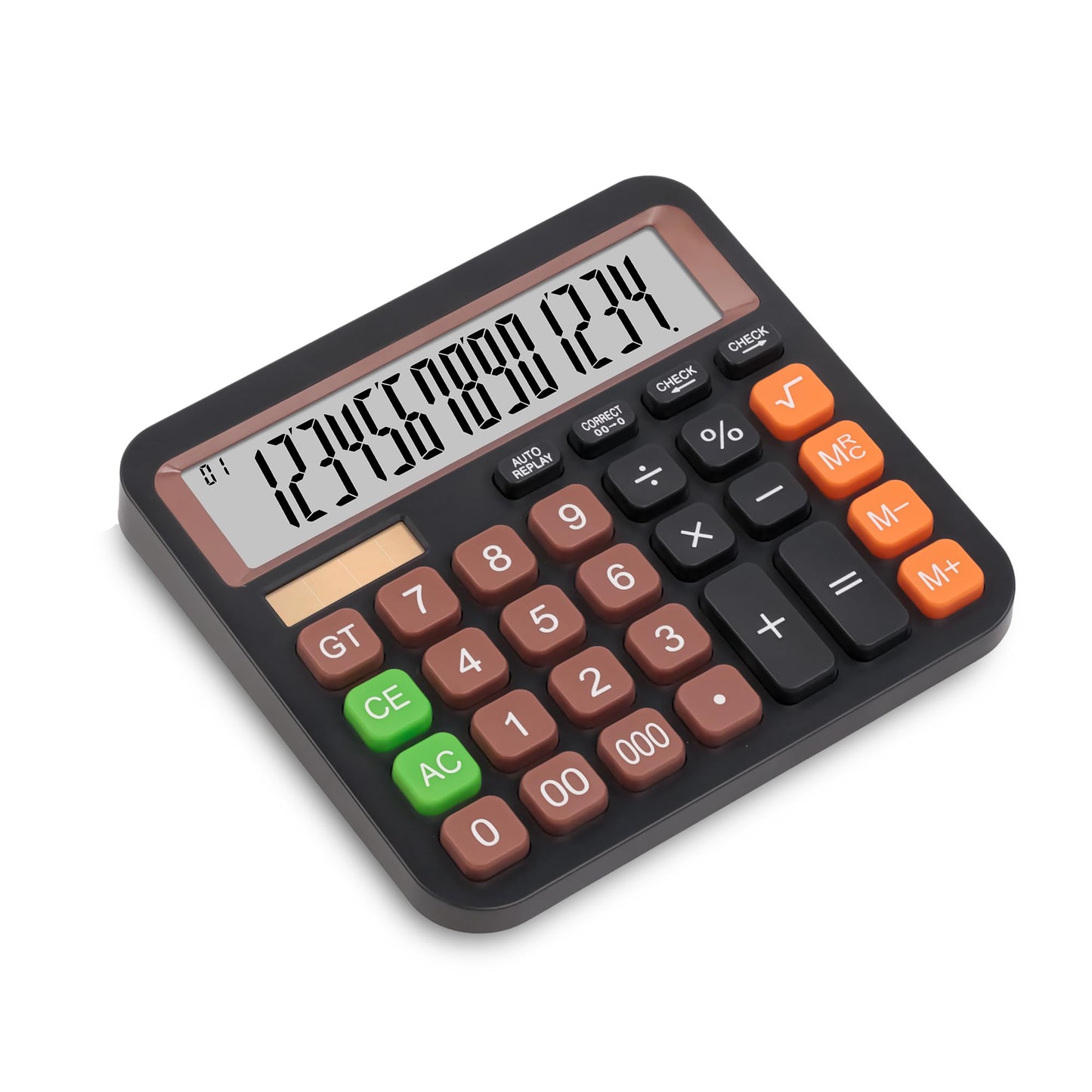 Hypetal Standard Desktop Calculator, Dual Power (Solar & AA Battery), 14-Digit Large Display, Multifunctional Office Calculator (Black)