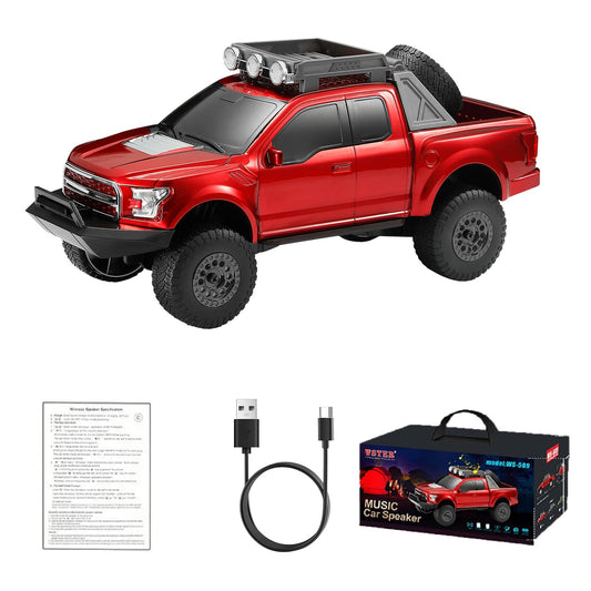 WS-589 Rugged Pickup Truck Bluetooth Replica Speaker - Portable Audio with TWS, LED Party Lights & HD Stereo | Unique Surprise Gift for Music & Truck