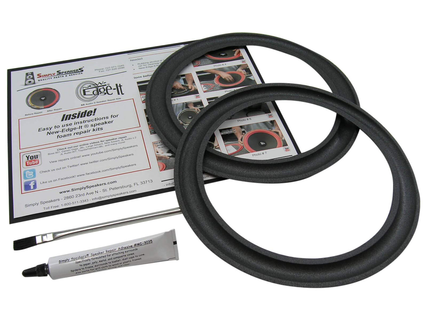 Large Advent 10 Inch Foam Speaker Repair Kit Masonite Frame FSK-10AD (Pair)