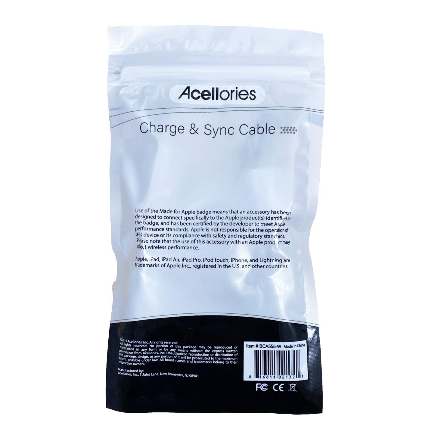 Acellories MFI 3-Ft. Lightning to USB Cable, White