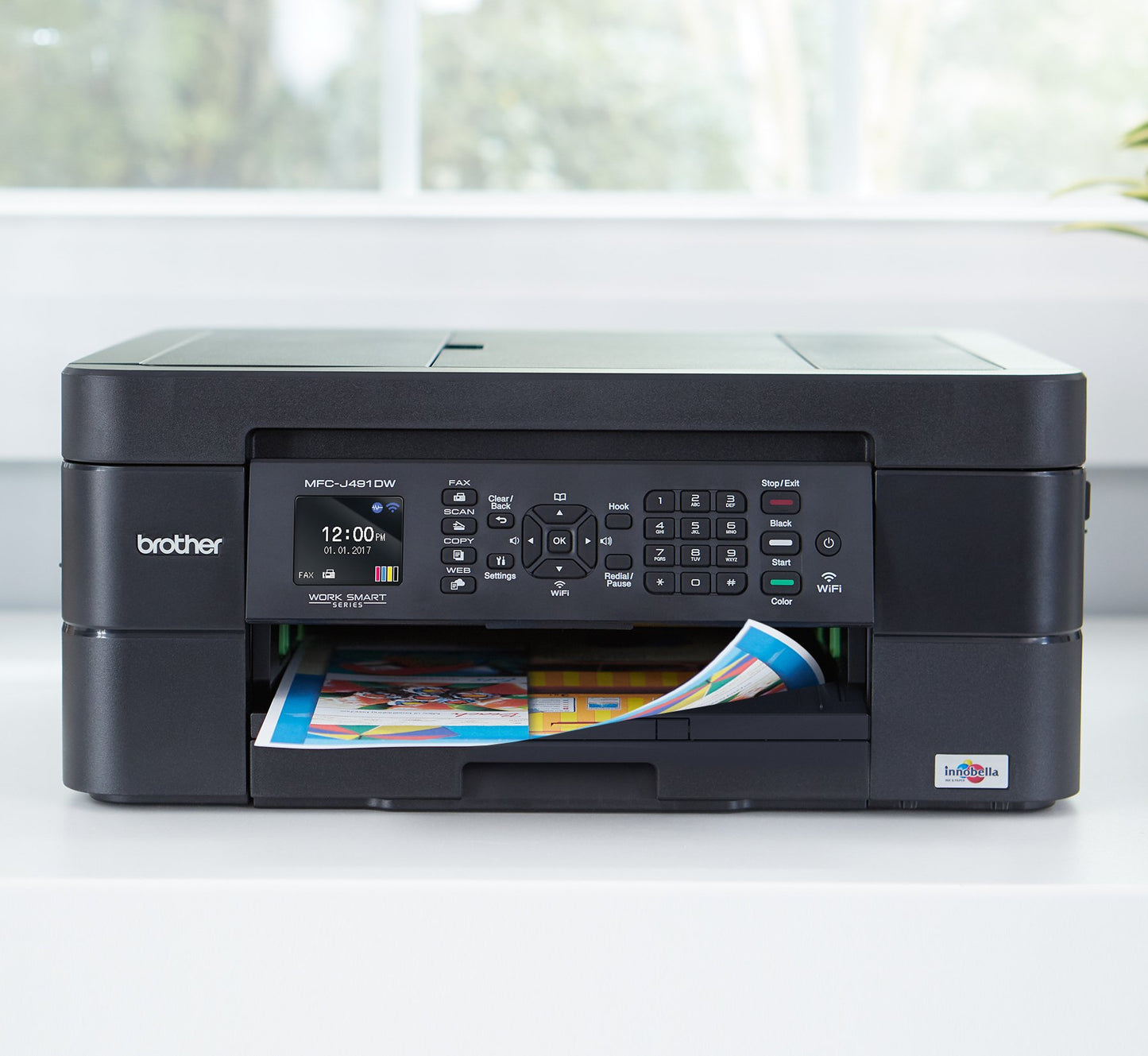 Brother Wireless All-in-One Inkjet Printer, MFC-J491DW, Multi-function Color Printer, Duplex Printing, Mobile Printing,Amazon Dash Replenishment