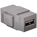 Leviton QuickPort USB connector, Feed-Through, 40835-G, Grey