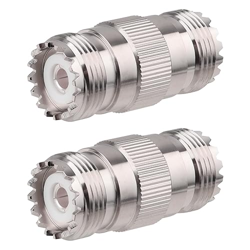 MOOKEERF 2 Pack UHF PL259 Connector Adapter UHF SO239 Female to Female Coaxial Cable Adapter PL-259 Female Connector