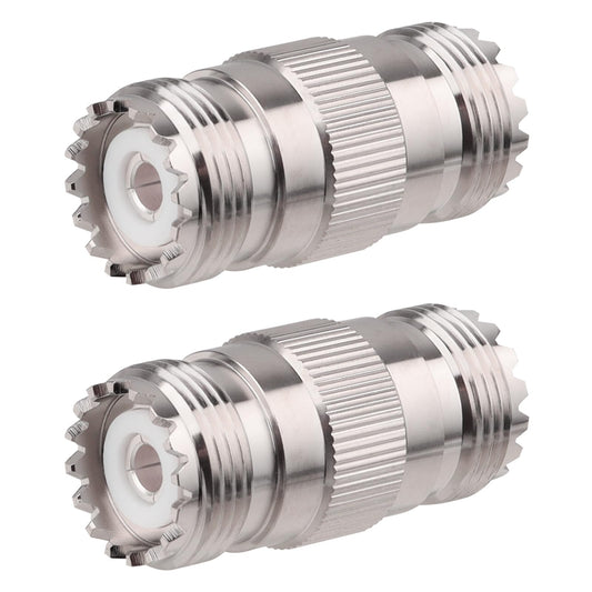 MOOKEERF 2 Pack UHF PL259 Connector Adapter UHF SO239 Female to Female Coaxial Cable Adapter PL-259 Female Connector