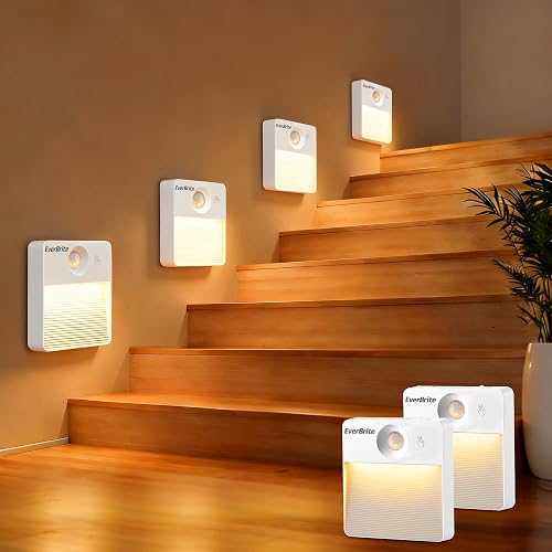 EverBrite Rechargeable Square Motion Sensor LED Night Light, Motion Activated LED Night Light with 3 Lighting Modes, Touch Control, 3 Color