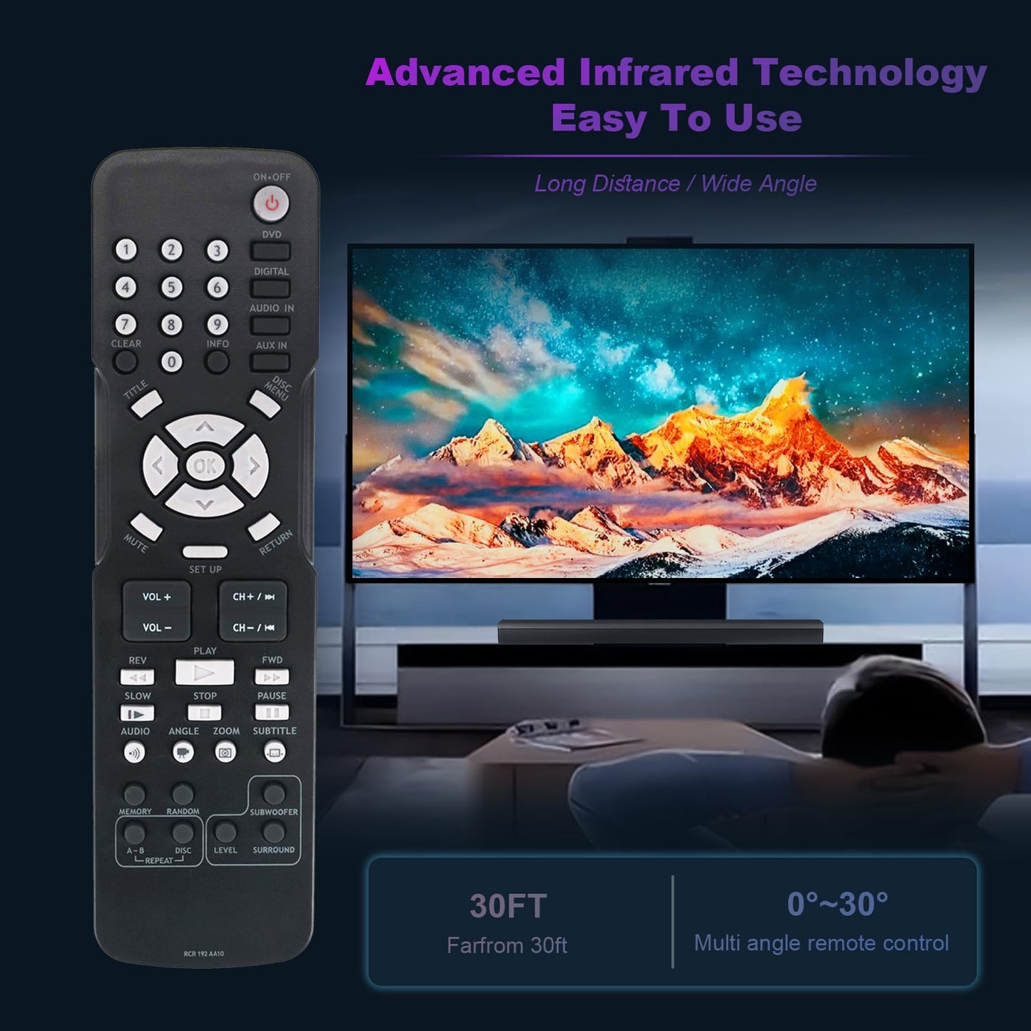 AULCMEET RCR192AA10 RCR 192 AA10 Replaced Remote Control Compatible with RCA Home Theater DVD RTD3131 RTD3133 RTD3136 RTD3236 RTD3236E RTD3236EH