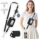 MoKo Phone Crossbody Lanyard with RFID Wallet, Clip and Go Strap Crossbody Lanyard & Detachable Wallet with ID Window, Adjustable iPhone Strap