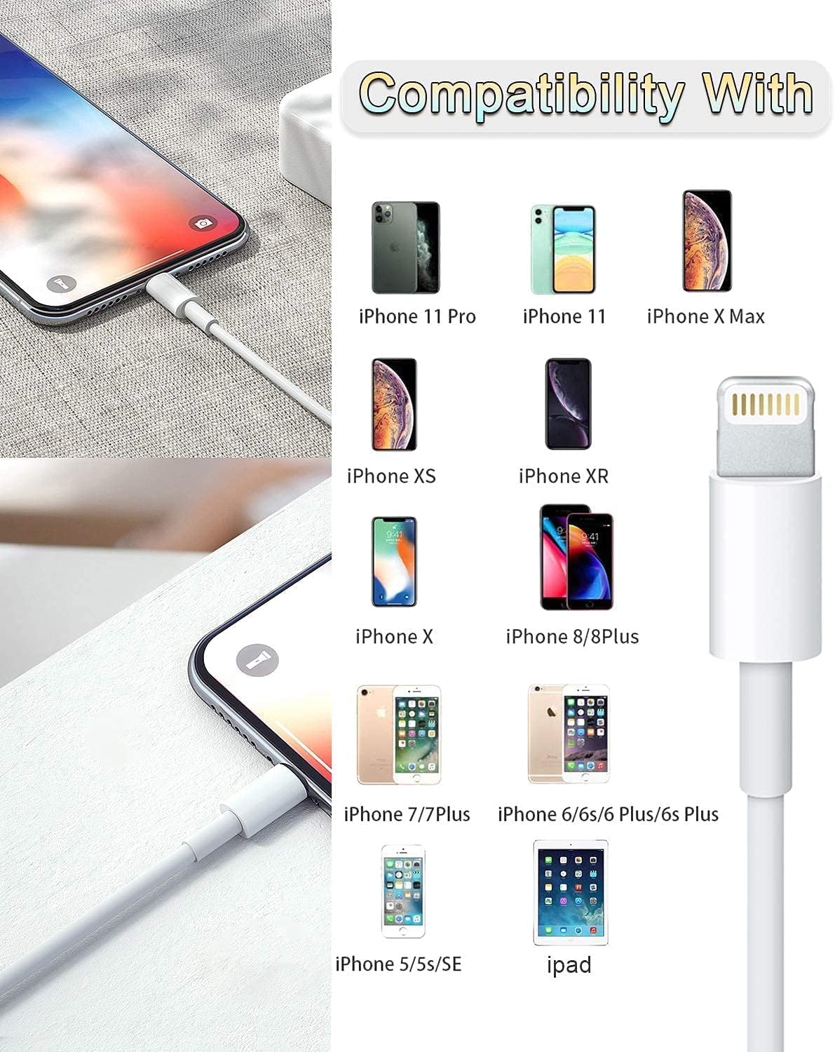 Susnwere 4 Pack [Apple MFi Certified] Apple Charging Cables 6ft, iPhone Chargers, Lightning Fast iPhone Charging Cord for iPhone 12/11/11Pro/11Max…