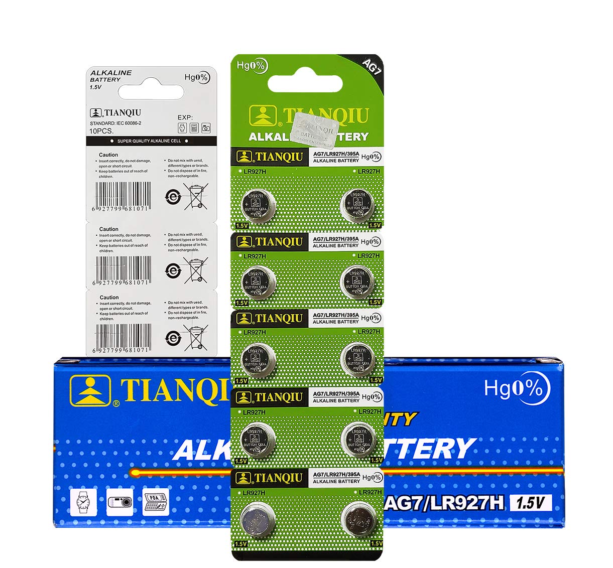 Tianqiu 10PCS Ag7 Lr927 395 Sr927Sw Alkaline Battery