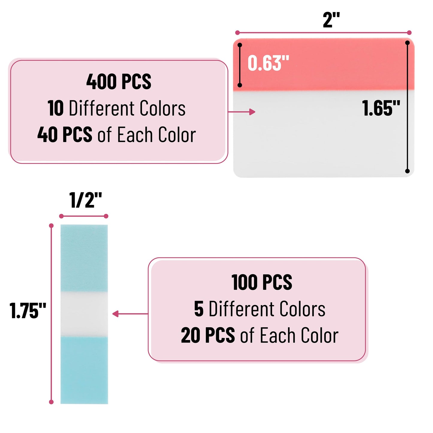 Mr. Pen- Sticky Index Tabs, 500 pcs, 21 Sets, Pastel