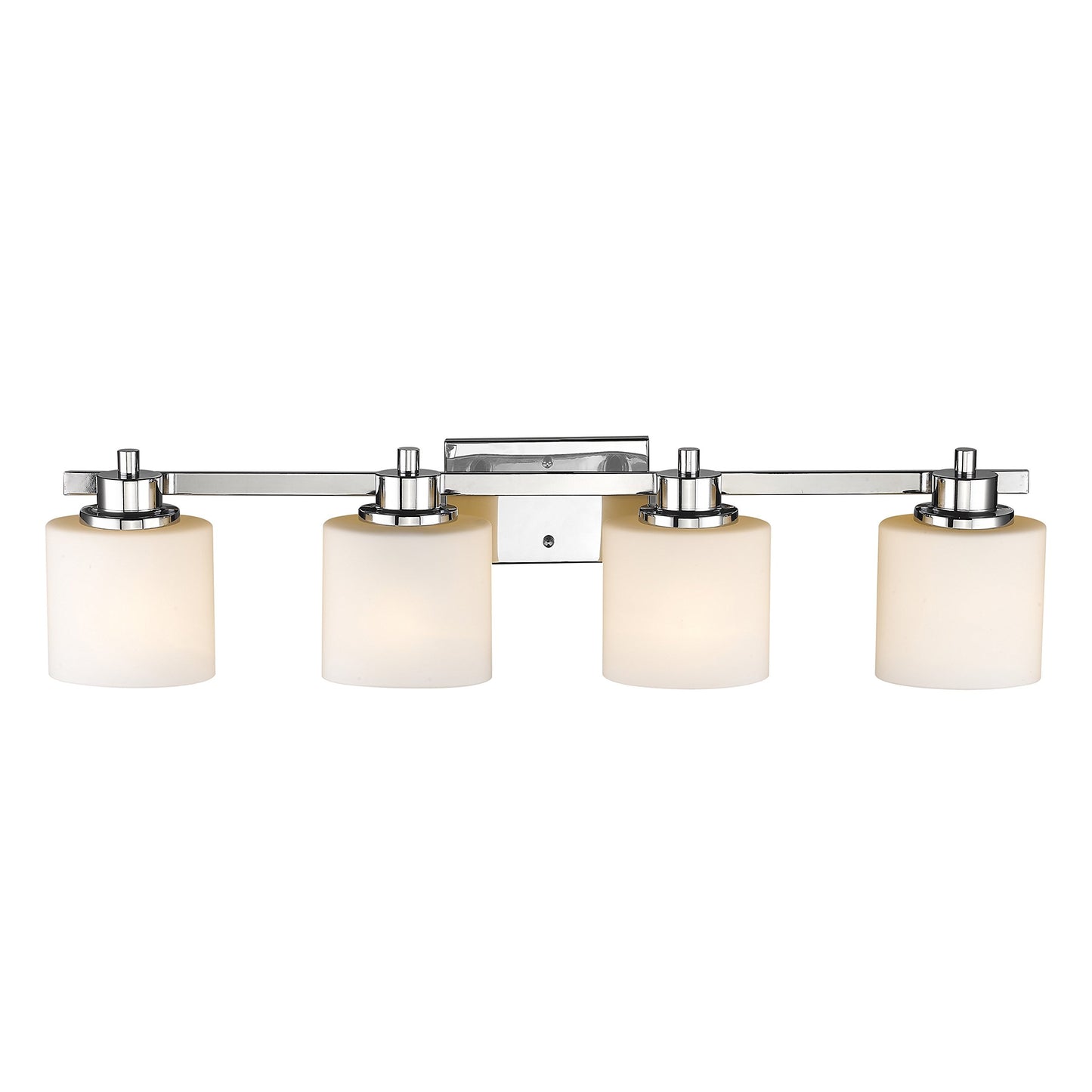 Chloe Lighting CH821036CM33-BL4 Contemporary 4 Light Chrome Finish Bath Vanity Wall Fixture Alabaster Glass, 33" Wide, White