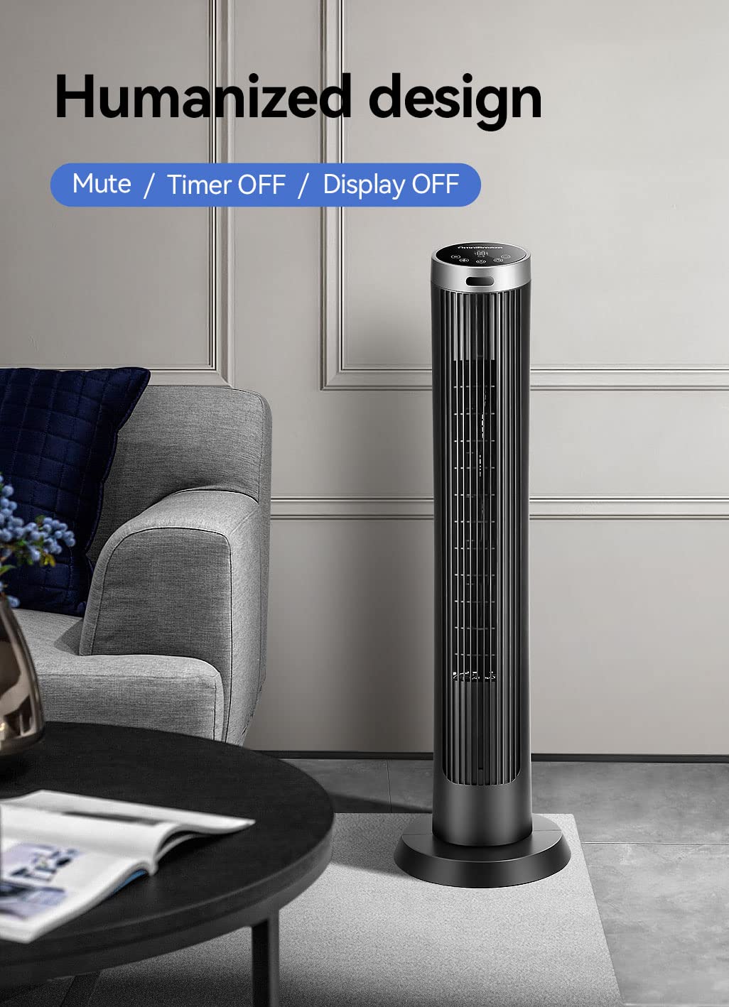 OmniBreeze Digital Electric Tower Fan, with Remote Control, LED Display, Standing Bladeless Floor Fans Cooling and Quite Indoor Living Room Bedroom