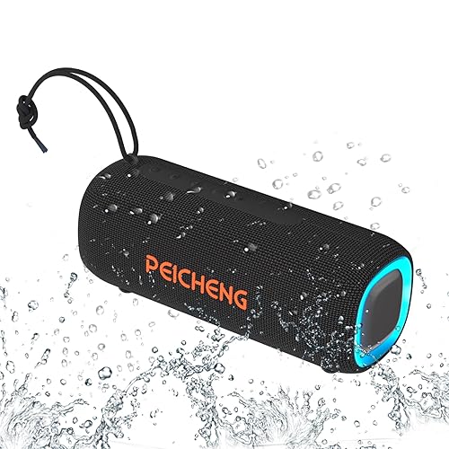 PEICHENG Bluetooth Speaker, Portable Wireless Clear Loud Stereo Sound IPX5 Waterproof with RGB Lights BT5.3 Long Playtime TWS Pairing,for Home Party