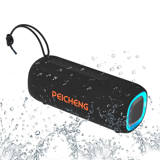 PEICHENG Bluetooth Speaker, Portable Wireless Clear Loud Stereo Sound IPX5 Waterproof with RGB Lights BT5.3 Long Playtime TWS Pairing,for Home Party
