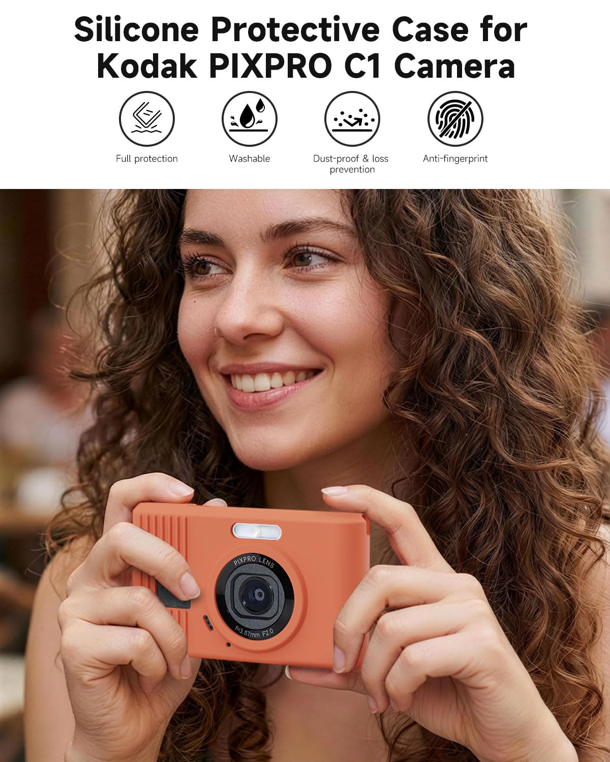 TUOOUT Silicone Protective case for Kodak Pixpro C1 Digital Cameras, with Screen Protector and Lanyard, for Kodak Pixpro C1 Accessories -(Khaki)