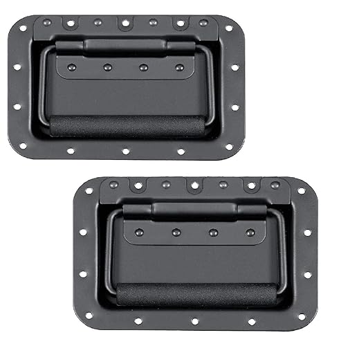 MIYAKO USA Speaker Cabinet Handles - Set of 2 | 5.5x3.9 inches | Recessed Back | High Strength Metal Plate, Powerful Spring | Rubberized Holder |