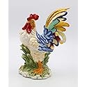 Fine Ceramic Colorful Country Rooster Figurine Multi Colors, 10 7/8" H
