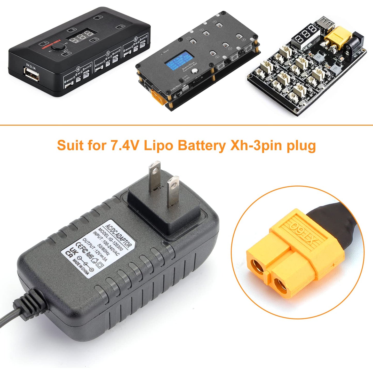 Crazepony AC to DC Power Adapter 12V 3A XT60 Plug for RC LiPo Battery Charger Balance Charger Like UP-S6 Charger
