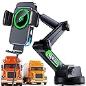 WCKESI Wireless Car Charger Phone Holder Mount for Truck, 15W Fast Charging ?15 inch Long Arm? Heavy Duty Phone Holders for Your Car Windshield