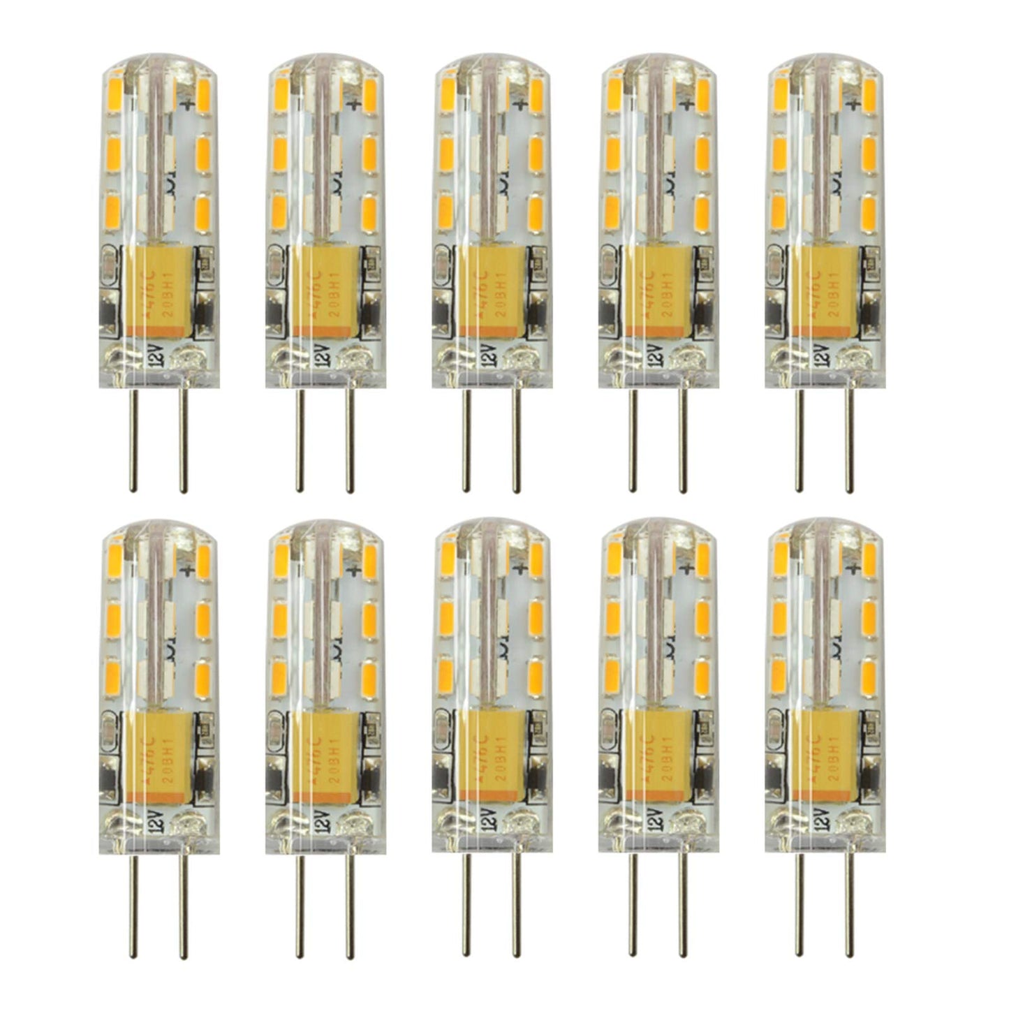 RAYHOO 10pcs G4 LED Bulbs JC Bi-Pin Base Lights 1.5W AC/DC 12V 10W-20W T3 Halogen Bulb Replacement Landscape Bulbs (Warm White 3000K)