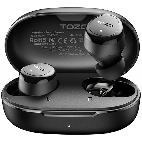 TOZO Wireless Earbuds Build in Mic Clear Calls Ergonomic Light Weight Bluetooth 5.3 in Ear Headphones Waterproof Premium Stereo Sound Ear Buds 30H