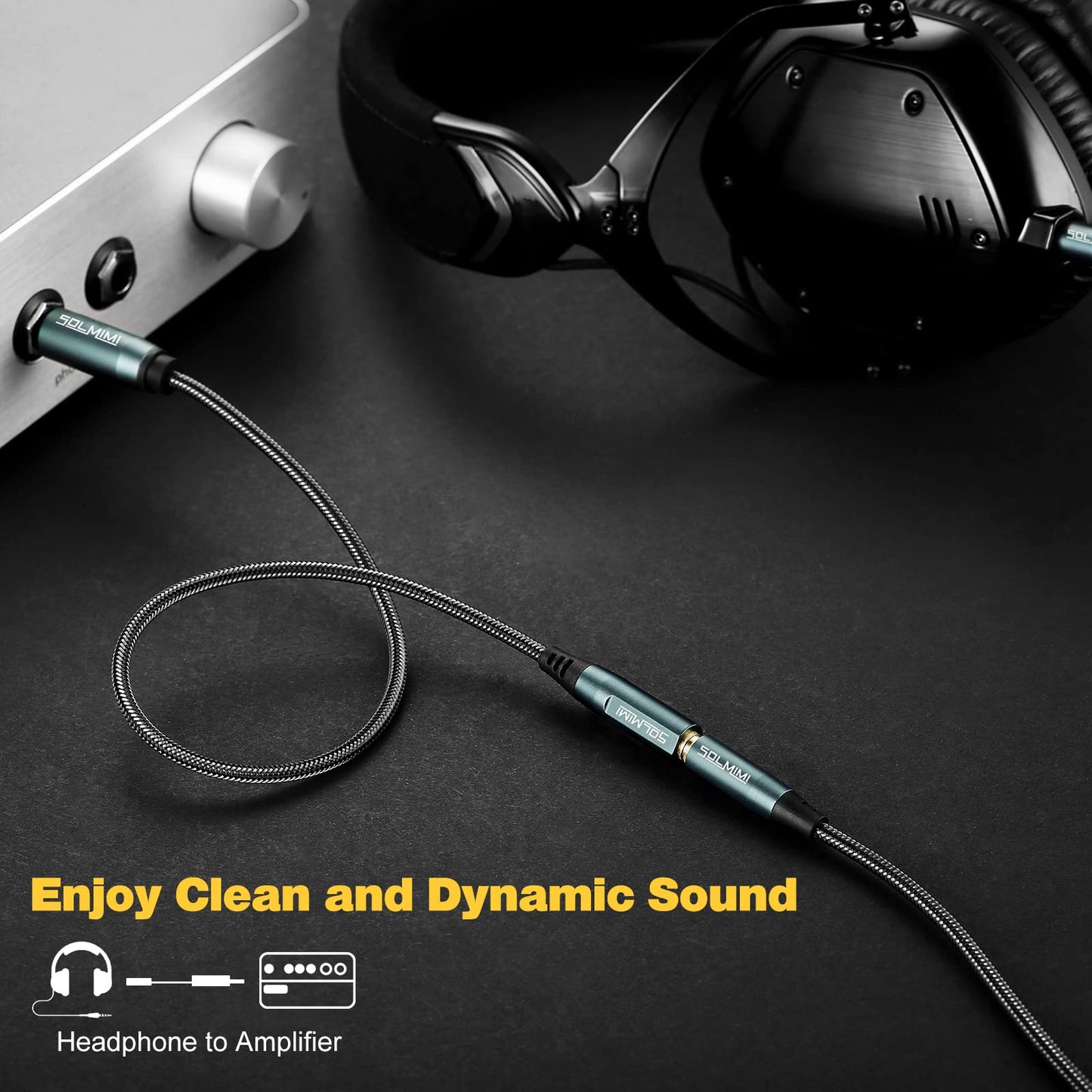 SOLMIMI 1/4 to 3.5mm Headphone Adapter, 1/4 to 1/8 6.35mm Male to 3.5mm Female TRS Stereo Audio Adapter Cable for Headphone Mixer Guitar Piano