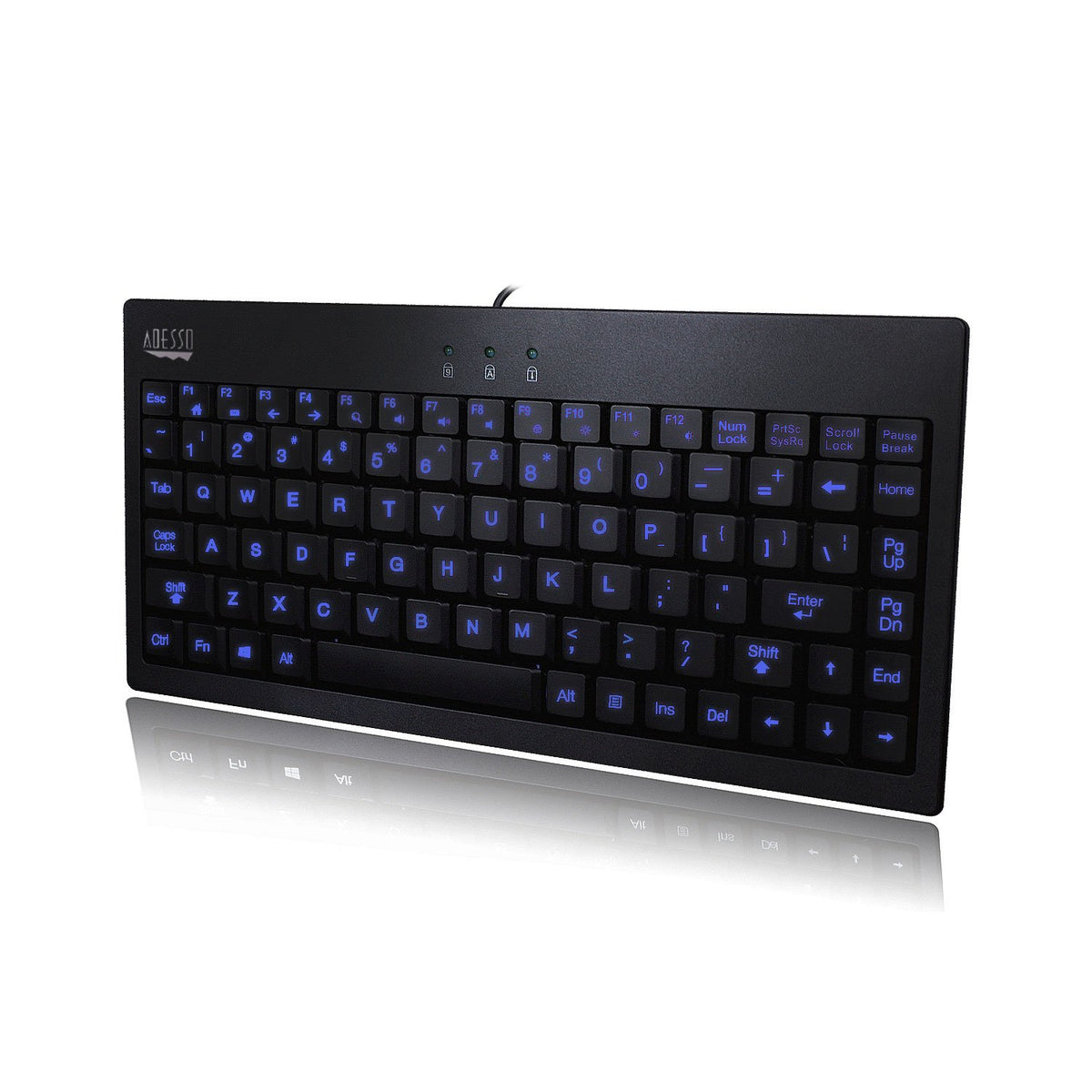 Adesso AKB-110EB SlimTouch 110 3-Color Mini Keyboard, 12 Inches, Black