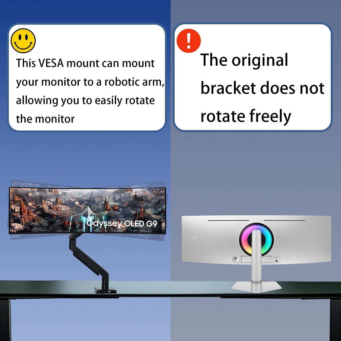 OLED Odyssey G9 Mount Compatible with Samsung OLED Odyssey G9 49'' Monitor(Fits LS49CG954SNXZA,LS49CG932SNXZA,LS49DG934SNXGO,LS49DG956SNXGO)