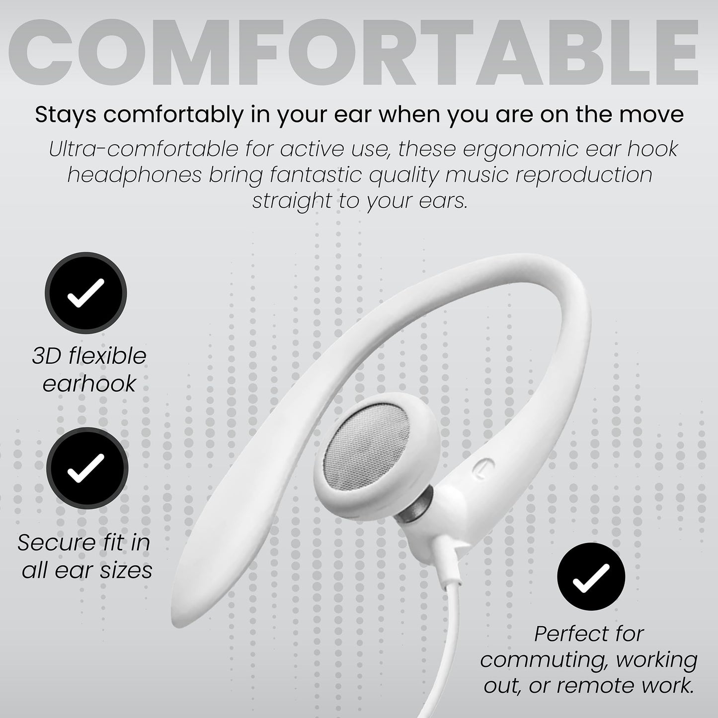 PHILIPS SHS3200WT Flexible Earhook Headphones, White