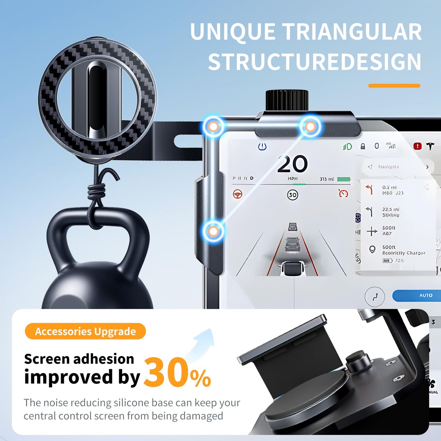 OWLREX MagSafe Tesla Phone Mount for Model 3/Y/S/X/Cybertruck - Magnetic Car Phone Holder with N52 Strong Magnet 360° Rotatable Alloy Stand Silicone