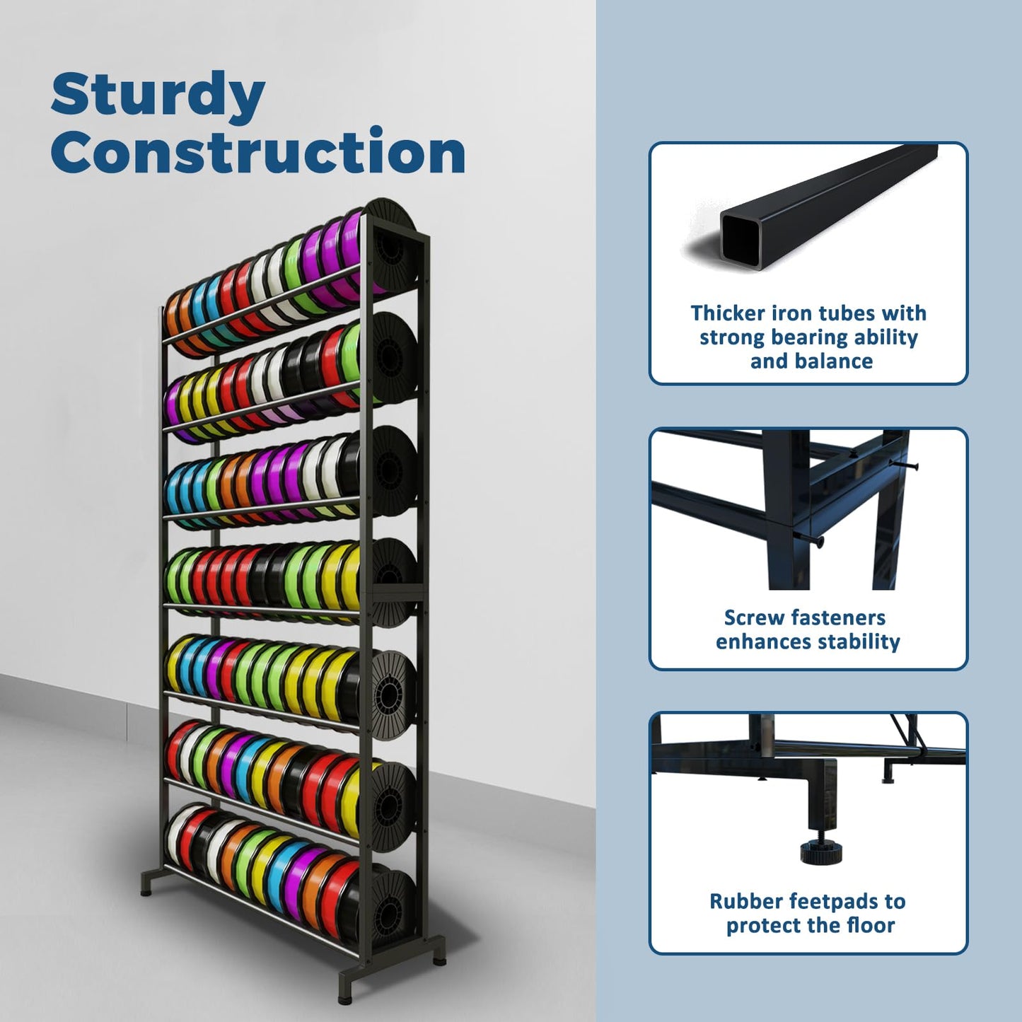 ARTINRACK 3D Printer Filament Rack, Heavy Duty Storage Shelves for 3d Printing Filaments, 7 Tier Large Capacity Filament Storage for 3D Printing