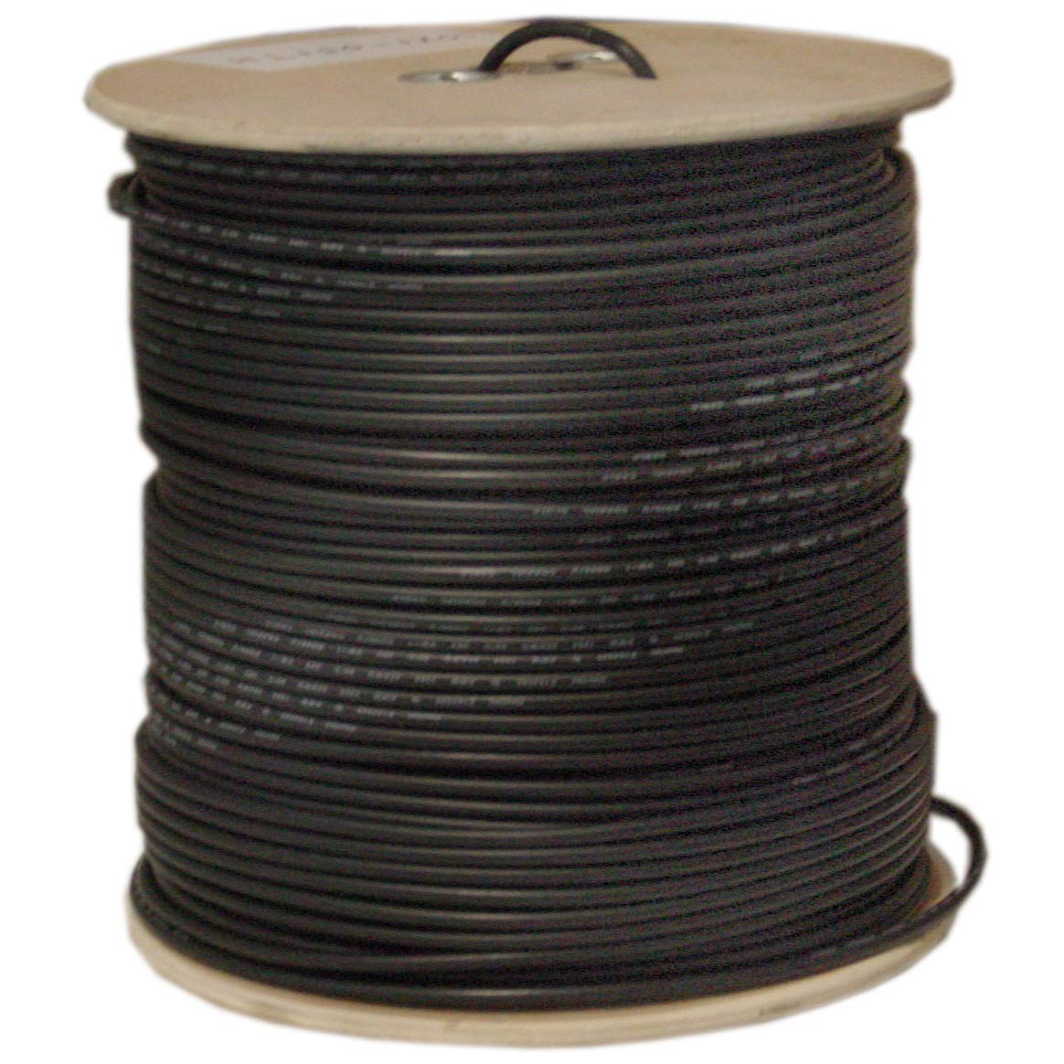 Quad Shielded Bulk RG6 Coaxial Cable, Black, 18 AWG, Solid Core, Spool, 1000 Foot