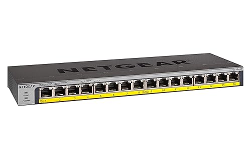 NETGEAR 16-Port Gigabit Ethernet Unmanaged PoE Switch (GS116LP) - with 16 x PoE+ @ 76W Upgradeable, Desktop, Wall Mount or Rackmount, and Limited