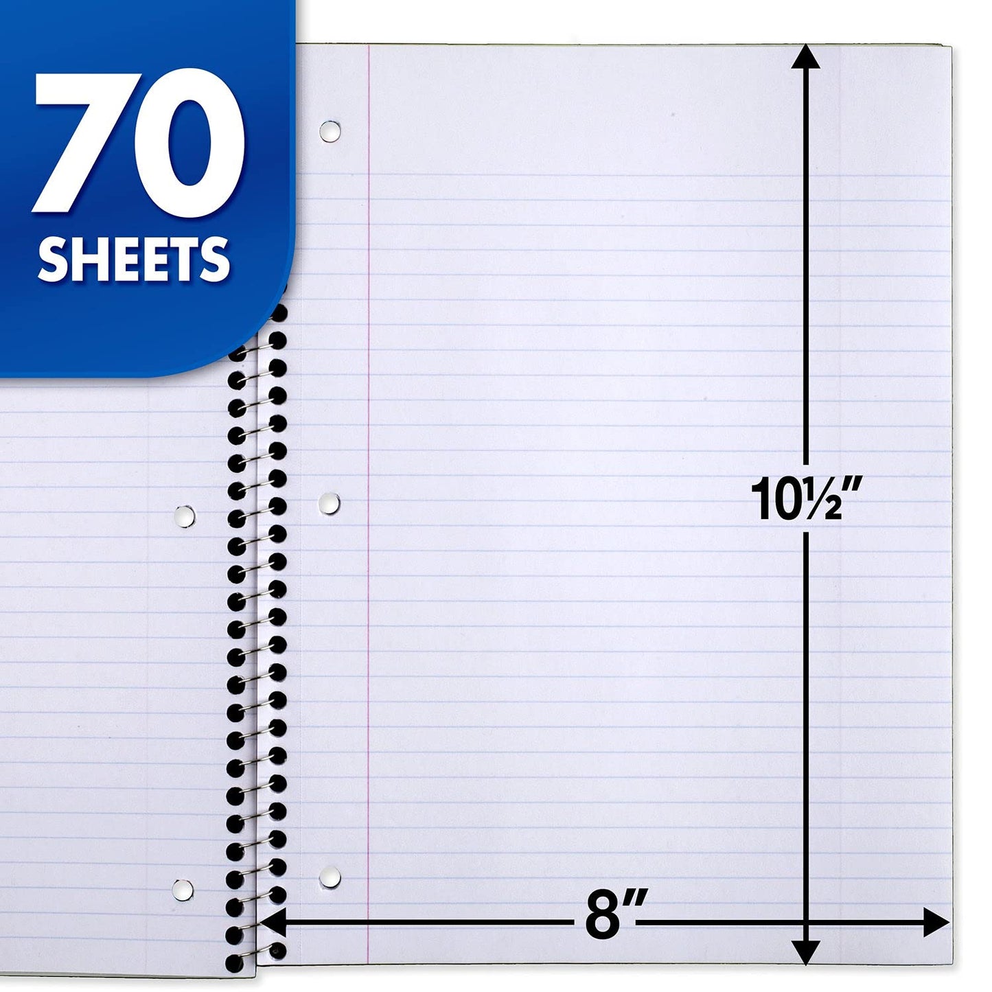 Mead Spiral Notebook, 12 Pack, 1 Subject, College Ruled Paper, 7-1/2" x 10-1/2", 70 Sheets per Notebook, Colors Will Vary (830063-ECM25)